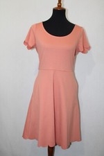 GAP Sz 6 Melon Orange Fit and Flare Scalloped Hem Dress Short Sleeve w/ Pockets