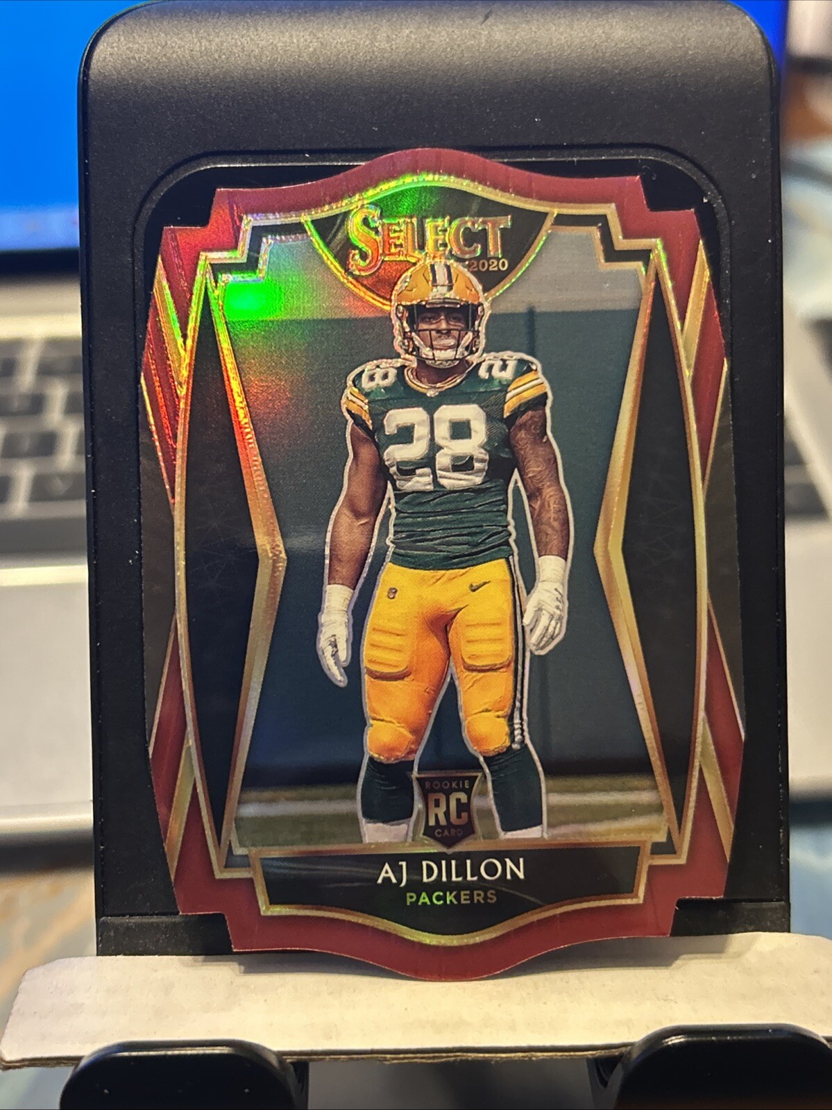 2020 Panini Select Premier Level Maroon Prizm Die-Cut AJ Dillon #165 Rookie RC