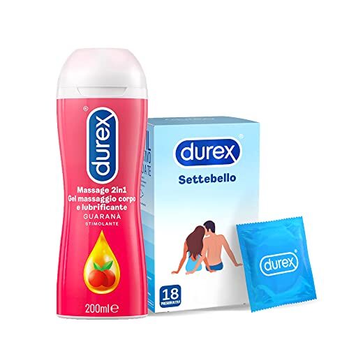 Durex Settebello Classico 18 +  Durex Massage 2 in 1 con Guaranà 200ml