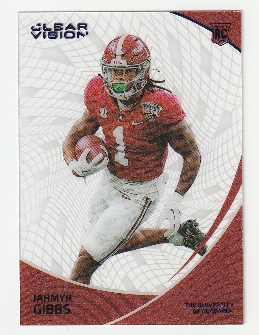 Jahmyr Gibbs Panini Chronicles Draft Picks Clear Vision #11 Blue