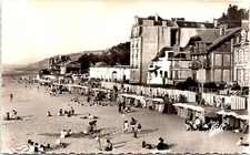 RPPC Houlgate, France, The Beach, Tents, Buildings, Sunbathers