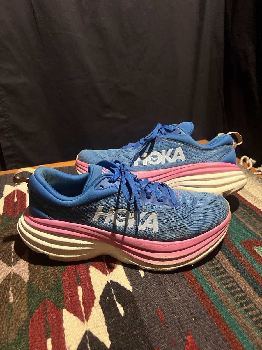 Hoka Shoes Womens 10B Bondi Running Sneakers Blue Workout Comfy Road
