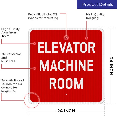 Elevator Machine Room Sign, - Picture 41 of 46