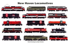 New Haven Locomotives 11"x17" Railroad Laminated Placemat Andy Fletcher