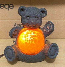 Vintage Teddy Bear Night Light Turtle Shell Amber glass lamp