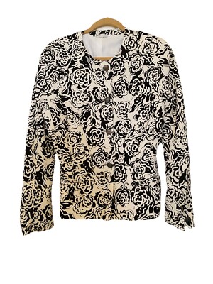 Max Mara Silk Print Jacket Metal Buttons Sz. US 12 ( Runs Small) Italy