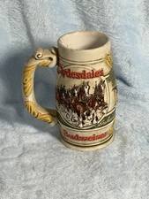 1983 Budweiser Anheuser Busch Holiday Clydesdales Beer Stein Mug - Ceramarte Co.