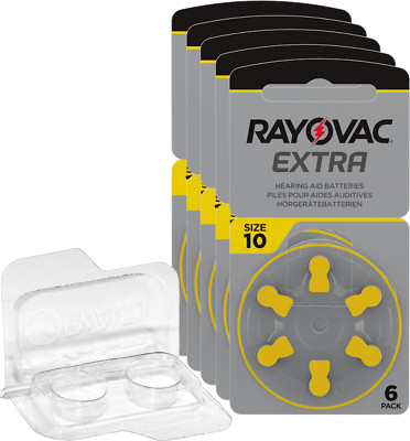30 Rayovac Extra Advanced Hörgerätebatterien PR70 gelb 10 + Box f. 2 Zellen