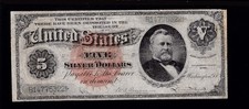 US 1886 $5  Silver Certificate Silver Dollar Back FR 261 F-VF (322)