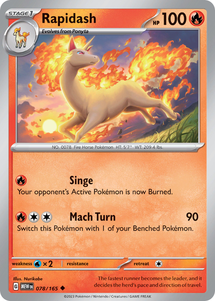 Rapidash 078/165 151 Uncommon Pokemon NM/M