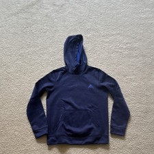adidas Climawarm Boys Blue Pullover Hoodie Size S Fleece Pockets Logo