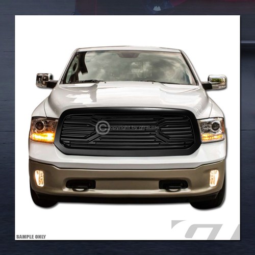 For 2013-2018 Dodge Ram 1500 Matte Black Big Horn Front Hood Bumper Grill Grille - Picture 11 of 12