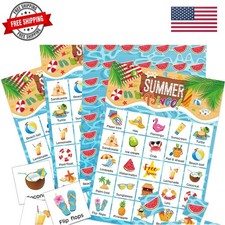 35 Pcs Summer Bingo Games 24 Players Beach Party Bingo Cards Hawaii Party Gam...
