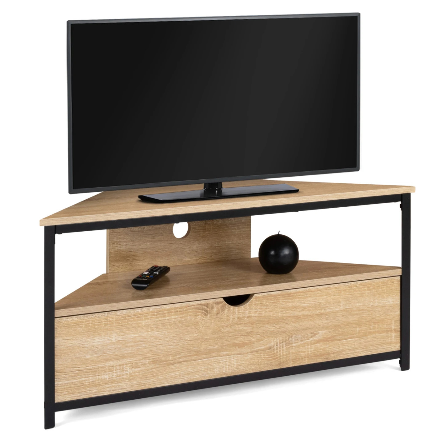 Meuble TV d'angle DETROIT 100 cm meuble de salon industriel avec placard
