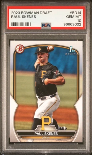 PAUL SKENES 2023 BOWMAN DRAFT 1ST ROOKIE RC #BD14 PSA 10 GEM MINT! PIRATES HOT!