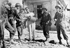 Sicilian man offering wine some US Soldiers Seventh Army Messina 1- Old Photo