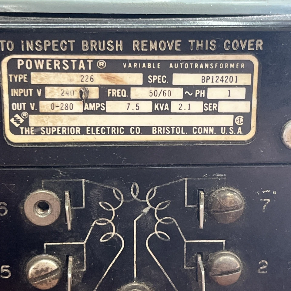 🔥Superior Electric POWERSTAT 226 Variable Autotransformer BP124201, Used🇺🇸 - Image 3 of 3