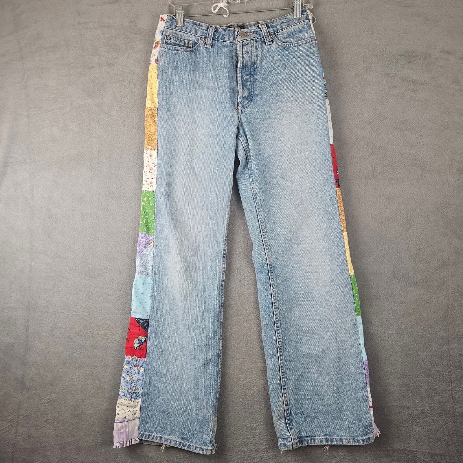 Homemade Patchwork Artsy Side Panel Straight Leg … - image 1