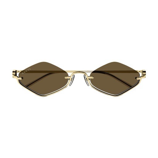 GUCCI GG1604S 002 Gold Brown Lens Rimless Women Sunglasses
