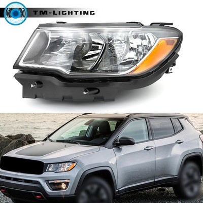 Halogen For 2017-2021 Jeep Compass Headlight Driver Side LH Chrome Housing Clear