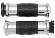 Avon Gel Chrome/Black Handlebar Grips - Cable Style (GEL-70-CH)