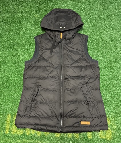 Oakley Vest Womens Small Black Hooded Puffer Zip Up