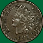 1905 Indian Head Cent Almost Uncirculated AU Coin #42835