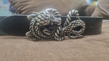 Echtleder Gürtel schwarz Drache Edelstahl 94...