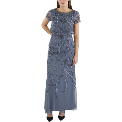 Adrianna Papell Womens Sequin Beaded Formal Evening Dress Gown Plus BHFO 1871