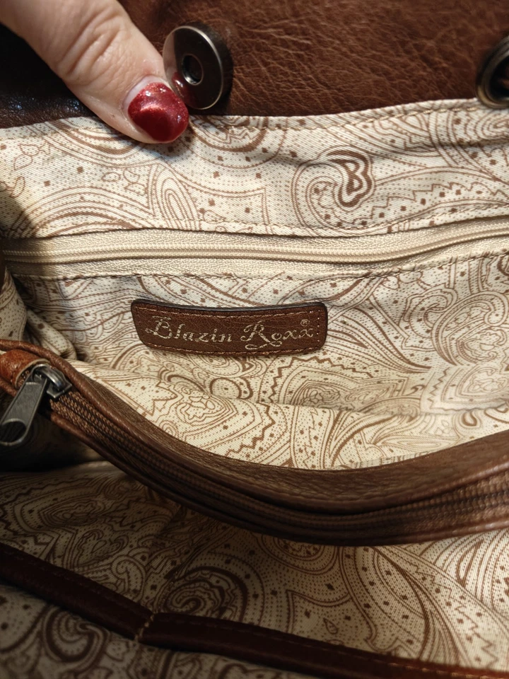 DO2- Blazin Roxx 女式西部手提包桶 Zapotec 棕色绿松石色  — 第 2/4 张图片