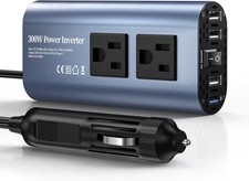 300W Car Power Inverter, DC 12V to 110V AC Plug Adapter Outlet with blue