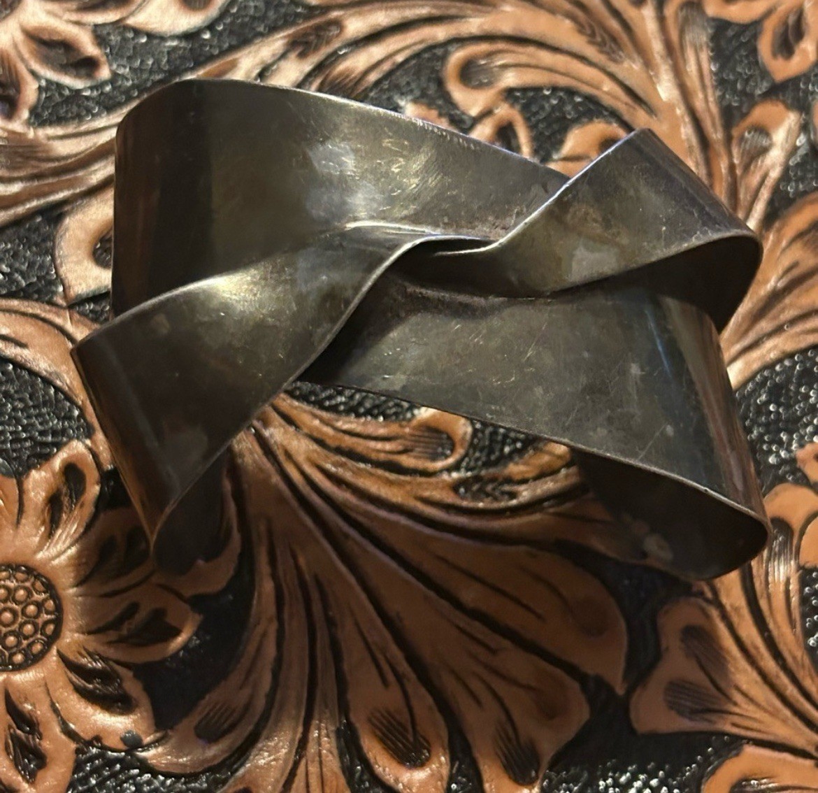 Solid Sterling Silver Twist Cuff Mexico - image 3