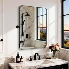 Large Rectangle Tilting Wall Vanity Mirror Pivot Mirror Adjustable Wall Bracket