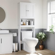 Over the Toilet Storage Cabinet Bathroom Shelf Organizer with Anti-Tip Device
