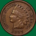 1897 Indian Head Cent Choice Extremely Fine XF+ Coin #36087