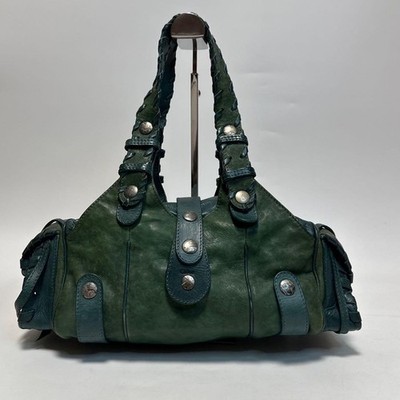 Chloe Silverado Leather Shoulder Bag Green Handbag Rare Auth Y2K