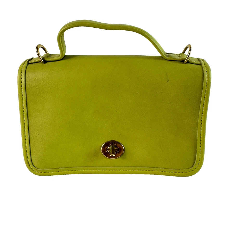 Bandolera Coach 9924 Station Bag Guante Verde Lima Cuero Curtido Turnlock De Colección Foto 2 de 4