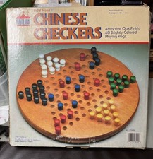 Vintage Chinese Checkers game  solid wood oak...