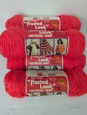 Vintage Malina Knitting Yarn Worsted FROSTED RED 8oz Skeins ~ 3 Full, 2 Partial