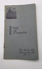 Philippine Islands 1937 Propectus.The Insular Life Assurance Co. Ltd.Used.