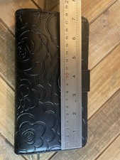 Black Wallet Fair Condition. Flowers Faux Leather Snap Closure