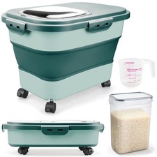 Rice Storage Containers, Collapsible 20 to 30Lbs Food Storage Bin Dispenser with