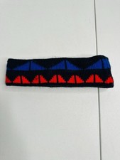 Vintage Knit Headband Blue Red Black Pattern Retro Ear Warmer USA-Made