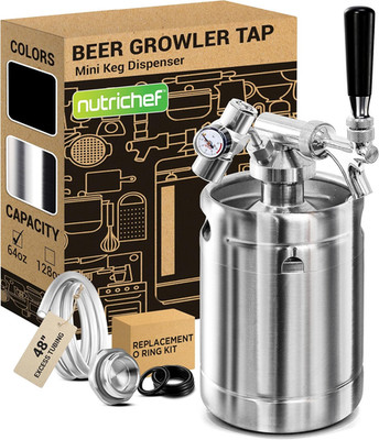 Pressurized Growler Tap System, 64Oz Stainless Steel Mini Keg Dispenser Portable