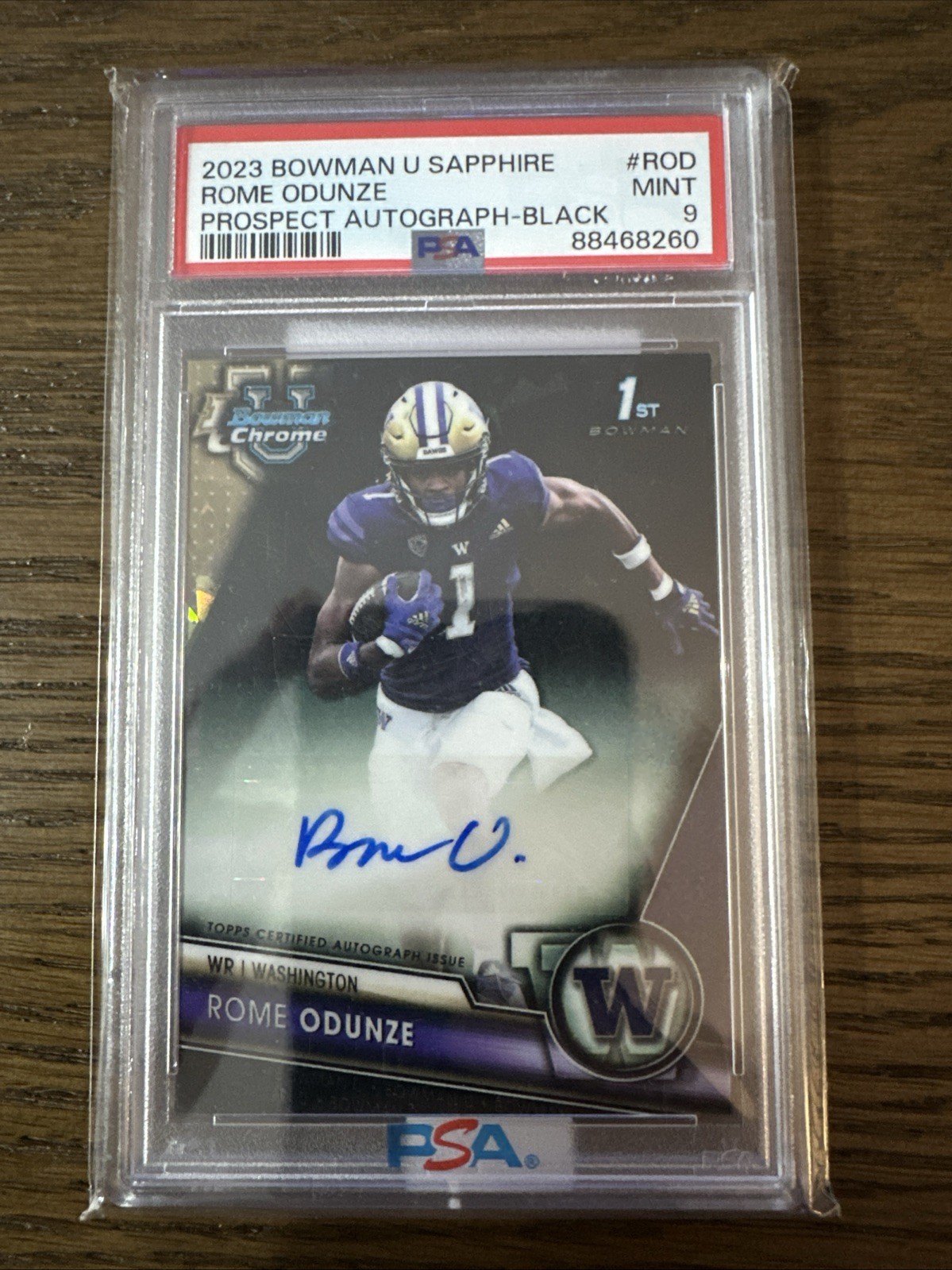 2023 Bowman Univ Sapphire ROME ODUNZE 1st Chrome Black Auto /10 PSA 9 #PA-ROD