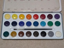Vintage Guitar Watercolor Water Colour Cake Color Tin 24 Paint Set MCM RG-100-24