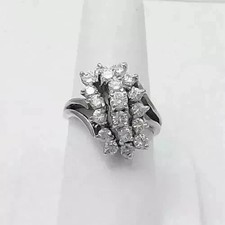 2 CT Round Cut White Moissanite Cluster Engagement Ring 14K White Gold Plated
