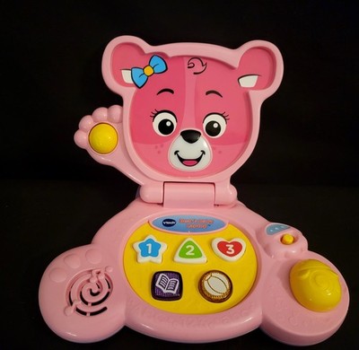 Vtech Brilliant Bear's Baby Kids Laptop Pink Interactive Learning VIDEO! NICE!