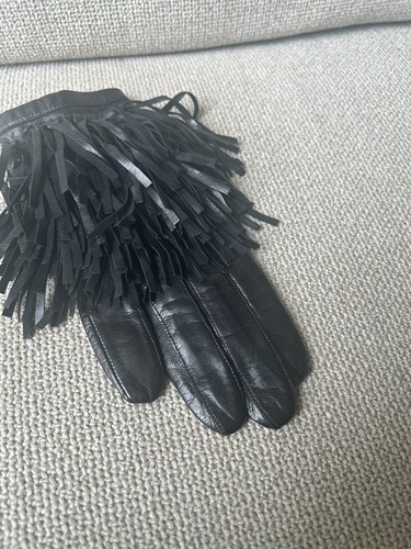 Maison Fabre Leather Fringe Gloves Size 7.5 - Picture 3 of 7