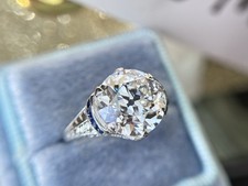 Art Deco Old European Cut Diamond Sapphire Engagement Ring